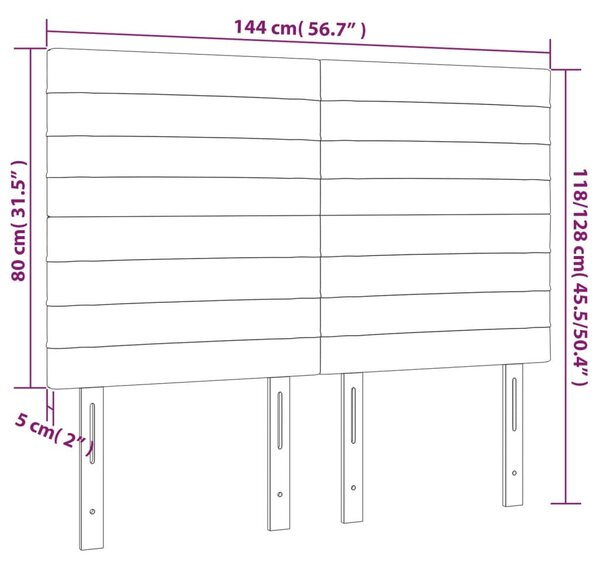Bársony Ágyfejtámla Szett - Sötétszürke - 4 db - 144cm