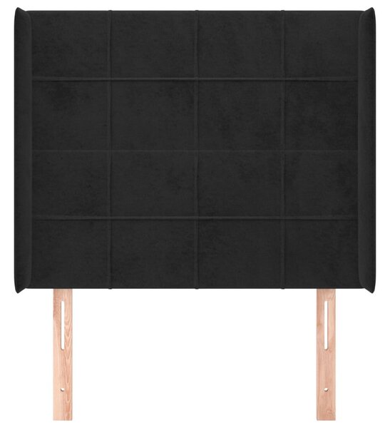 Fekete bársony fejtámla szárnyakkal 103x16x118/128 cm