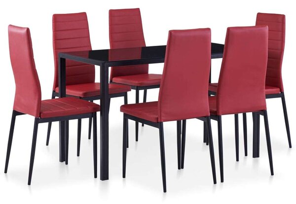 Modern Bordó Étkezőszett - 7 Darabos