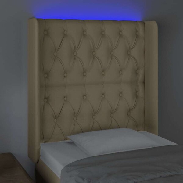 HomeSweetHome LED-es Ágyfejtámla - Krémszínű Szövet - 83x16x118/128cm