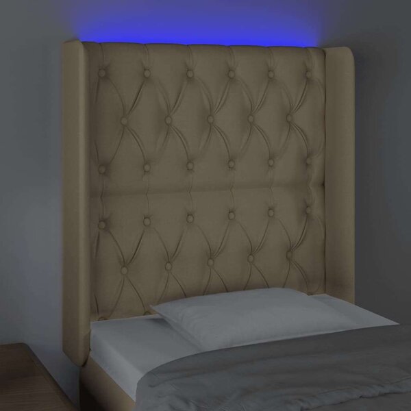 HomeSweetHome LED-es Ágyfejtámla - Krémszínű Szövet - 83x16x118/128cm