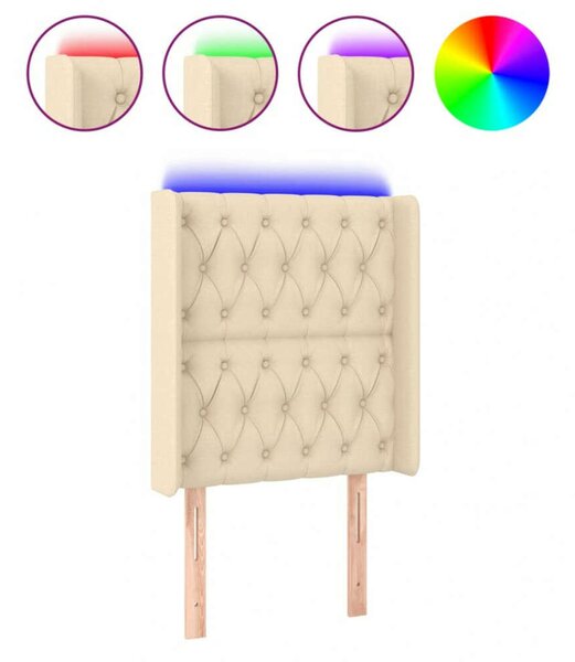 HomeSweetHome LED-es Ágyfejtámla - Krémszínű Szövet - 83x16x118/128cm