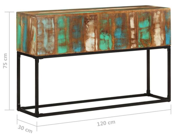 Újrahasznosított Fa Tálalóasztal - Ipari Stílus - 120x30x75 cm