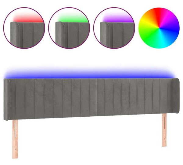 LED-es Bársony Fejtámla - Világosszürke - 163cm
