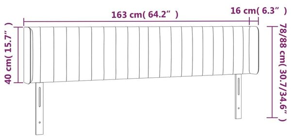 LED-es Bársony Fejtámla - Világosszürke - 163cm