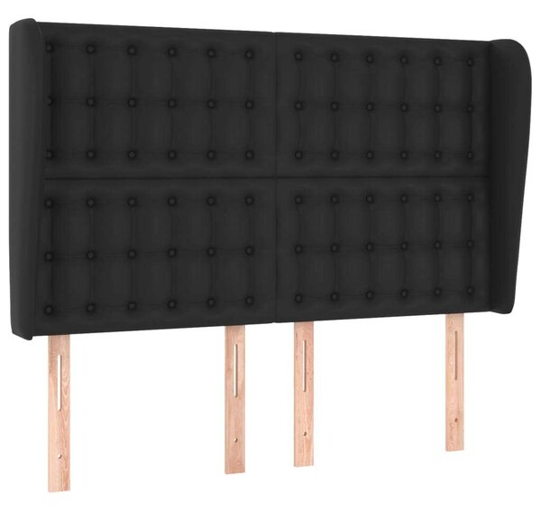 VIDAXL Szárnyas Ágyfejtámla - Fekete Műbőr - 147x23x118/128cm