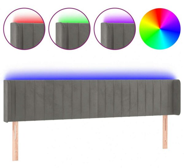 LED-es Bársony Fejtámla - Világosszürke - 163cm