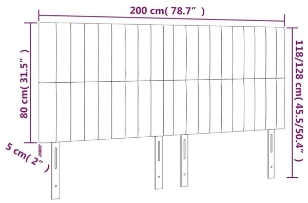 LED-es Bársony Fejtámla - Világosszürke - 200x5x118/128cm