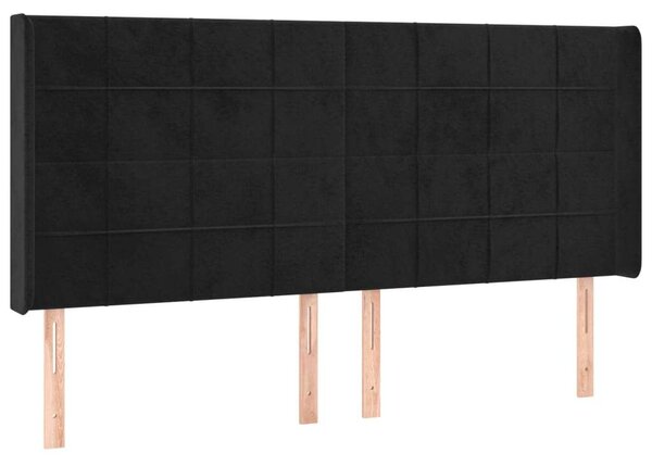 Fekete bársony led-es fejtámla 203x16x118/128 cm