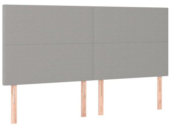 4 db Világosszürke Szövet Ágyfejtámla - 100x5x78/88 cm