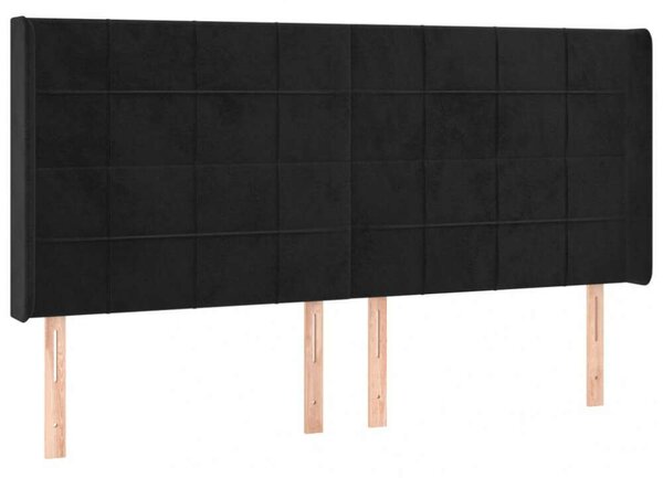 Fekete bársony led-es fejtámla 203x16x118/128 cm