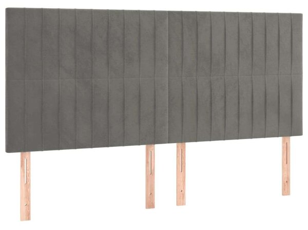 LED-es Bársony Fejtámla - Világosszürke - 200x5x118/128cm