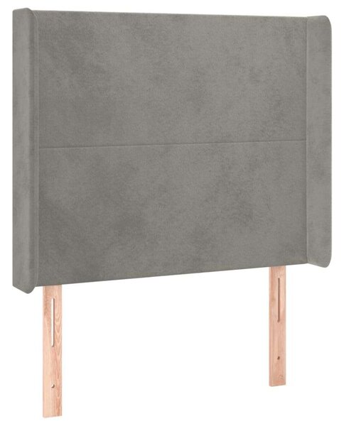Bársony LED Fejtámla - Világosszürke - 103x16x118/128cm