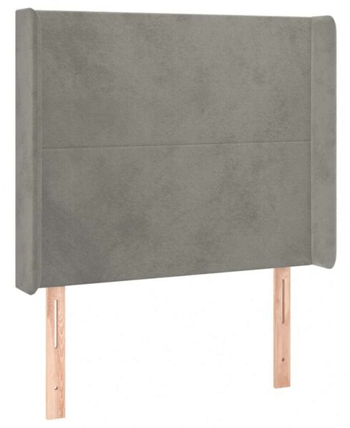 Bársony LED Fejtámla - Világosszürke - 103x16x118/128cm