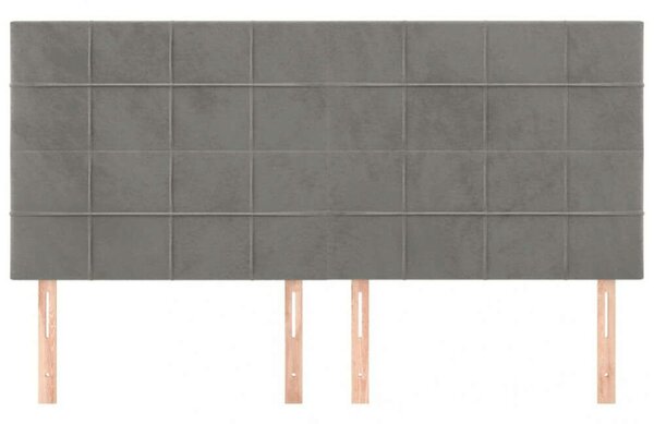 4 db világosszürke bársony fejtámla 100x5x78/88 cm