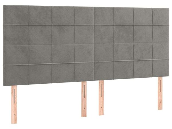 4 db világosszürke bársony fejtámla 100x5x78/88 cm
