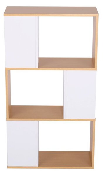 Modern könyvespolc, 3 szintes, fehér-fenyő - RECTO-VERSO