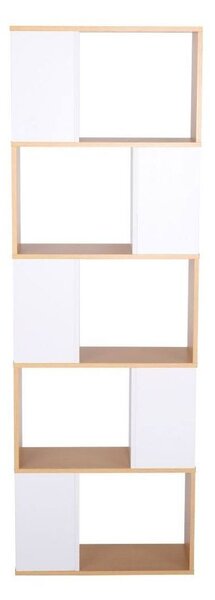 Modern könyvespolc, 5 szintes, fehér-fenyő - RECTO-VERSO