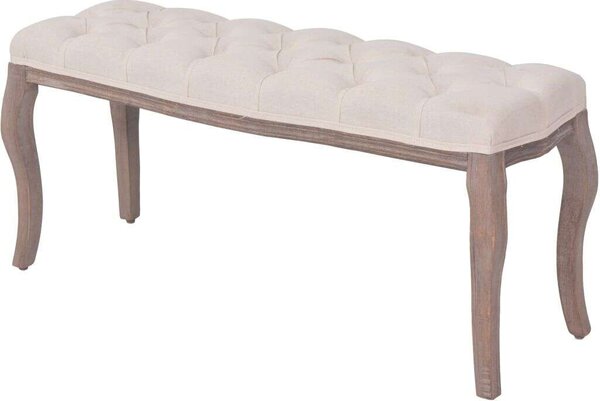 Elegáns Vászon Pad - Krémfehér - 110x38x48 cm