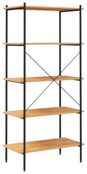 VIDAXL 5 Polcos Polcrendszer - Fekete Fém és Tölgyfa - 80x40x163 cm