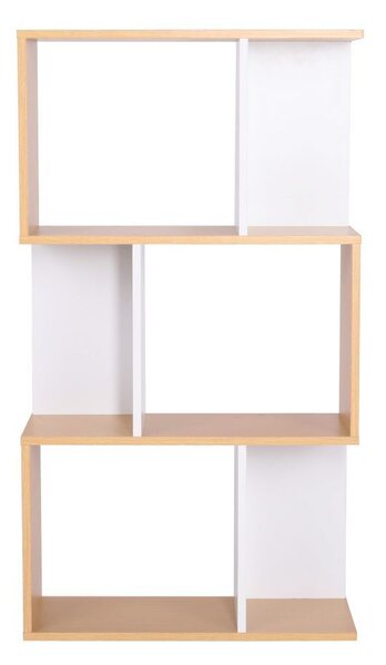 Modern könyvespolc, 3 szintes, fehér-fenyő - RECTO-VERSO