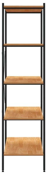 VIDAXL 5 Polcos Polcrendszer - Fekete Fém és Tölgyfa - 80x40x163 cm
