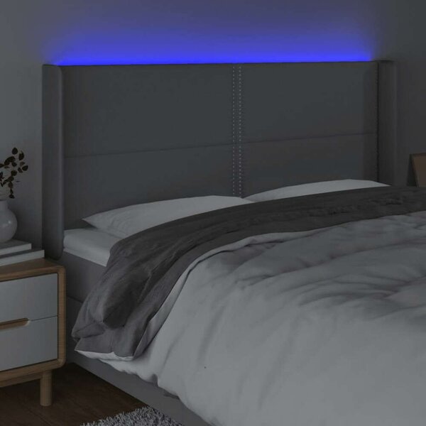 VIDAXL LED-es Ágyfejtámla - Szövet - Világosszürke - 203x16x118/128cm