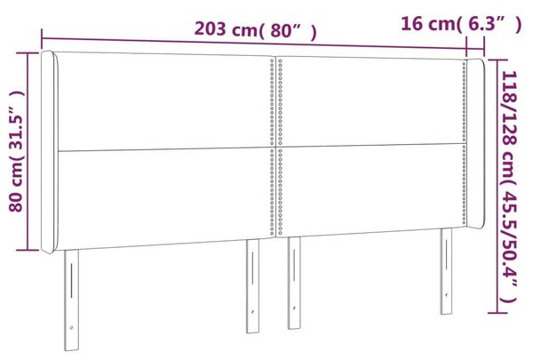 VIDAXL LED-es Ágyfejtámla - Szövet - Világosszürke - 203x16x118/128cm