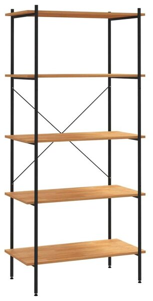VIDAXL 5 Polcos Polcrendszer - Fekete Fém és Tölgyfa - 80x40x163 cm