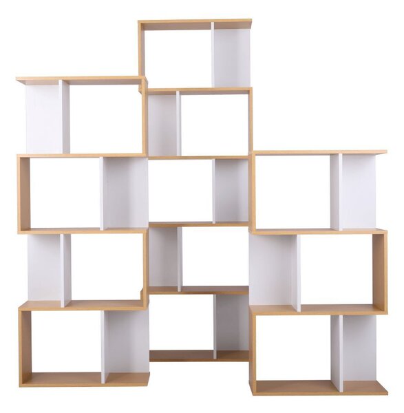 Modern könyvespolc, 5 szintes, fehér-fenyő - RECTO-VERSO