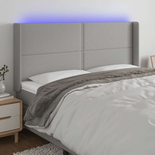 VIDAXL LED-es Ágyfejtámla - Szövet - Világosszürke - 203x16x118/128cm