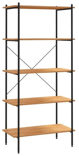 VIDAXL 5 Polcos Polcrendszer - Fekete Fém és Tölgyfa - 80x40x163 cm