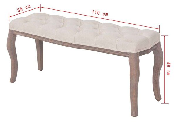 Elegáns Vászon Pad - Krémfehér - 110x38x48 cm