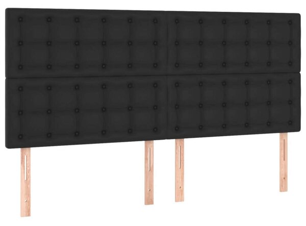 4 db Fekete Műbőr Ágyfejtámla - 90x5x78/88 cm