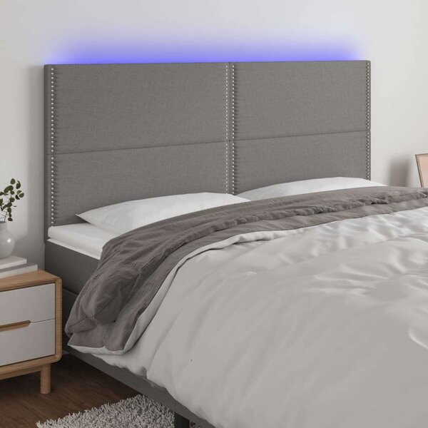 LED-es Fejtámla - Sötétszürke Szövet - 200x5x118/128cm