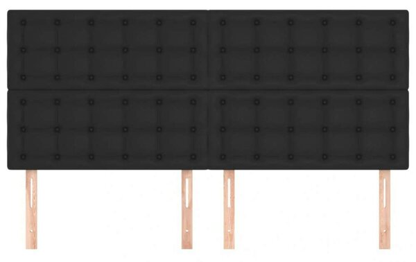 4 db Fekete Műbőr Ágyfejtámla - 90x5x78/88 cm