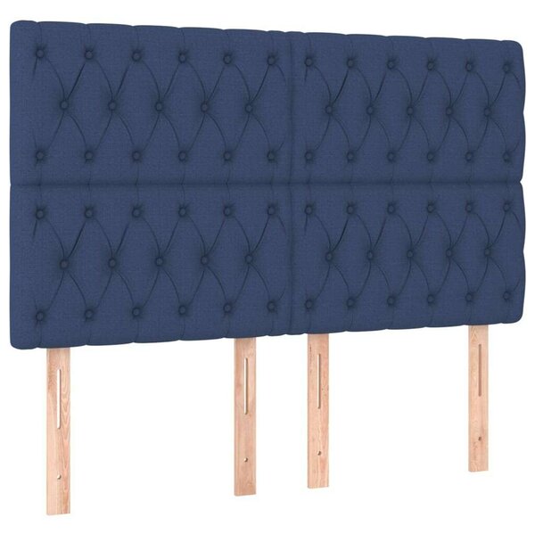 VidaXL Kék Szövet Ágytámlá LED-del - 160x7x118/128 cm