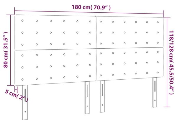 4 db Fekete Műbőr Ágyfejtámla - 90x5x78/88 cm