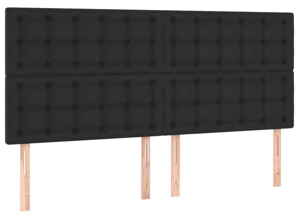 4 db Fekete Műbőr Ágyfejtámla - 90x5x78/88 cm