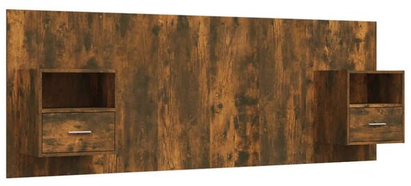 Modern Ágyfejtámla Szekrényekkel - Füstös Tölgy - 120cm