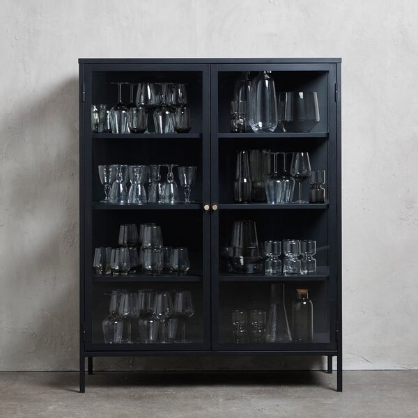Fekete fém tálalószekrény 110x140 cm Carmel – Unique Furniture