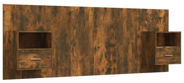 Modern Ágyfejtámla Szekrényekkel - Füstös Tölgy - 120cm