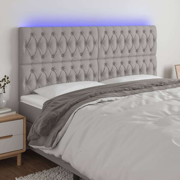 LED-es Fejtámla - Világosszürke - 200x7x118/128cm