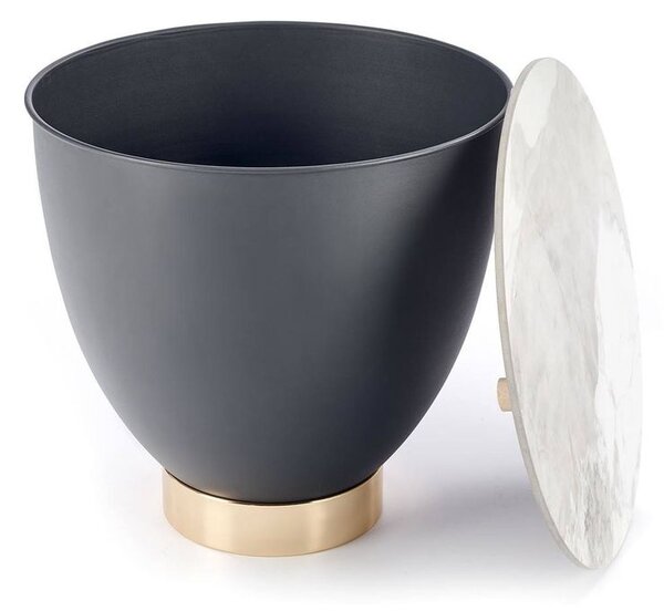 Dohányzóasztal, tárolóval ,fehér márvány, sötétszürke - TAMBOURIN