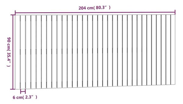 Fenyőfa Fali Fejtámla - Fekete - 204x90 cm