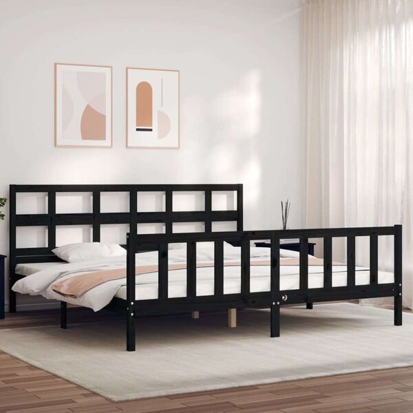 VidaXL Fekete Tömörfa Ágykeret - 200x200 cm