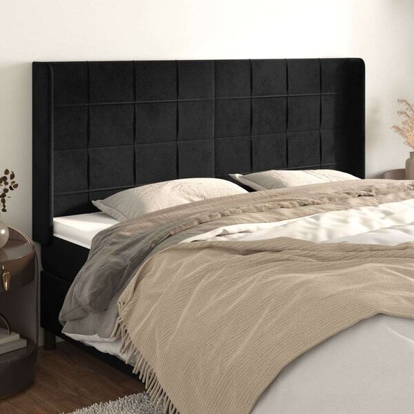 Homely - Fekete Bársony Ágyfejtámla Szárnyakkal - 203cm