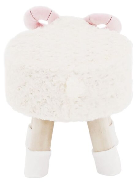 Puff, bárány alakú, bársony, fehér - rózsaszín - MOUTON