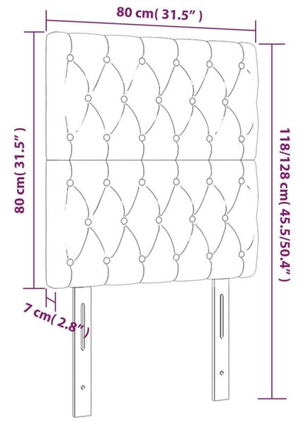 Tópszínű szövet led-es fejtámla 80x7x118/128 cm