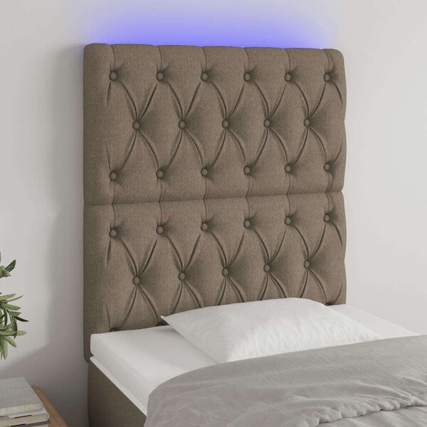 Tópszínű szövet led-es fejtámla 80x7x118/128 cm